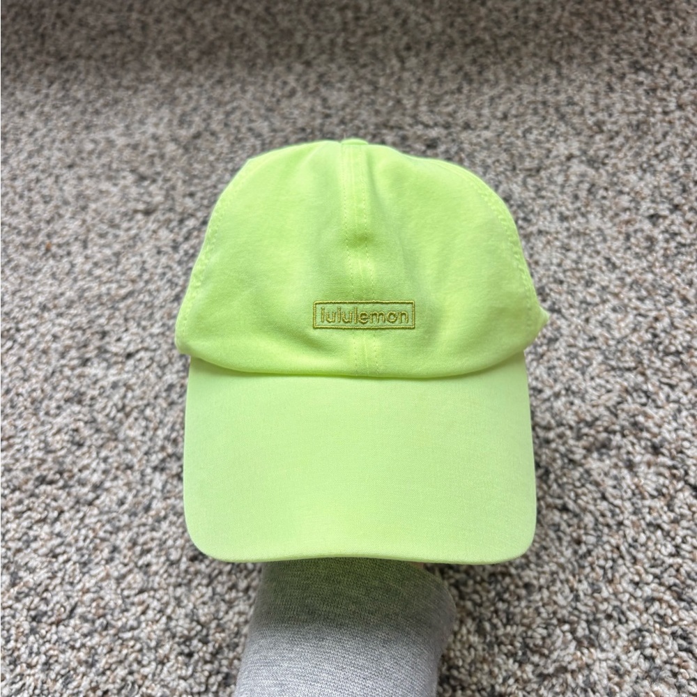 Bright yellow green lululemon embroidered hat
